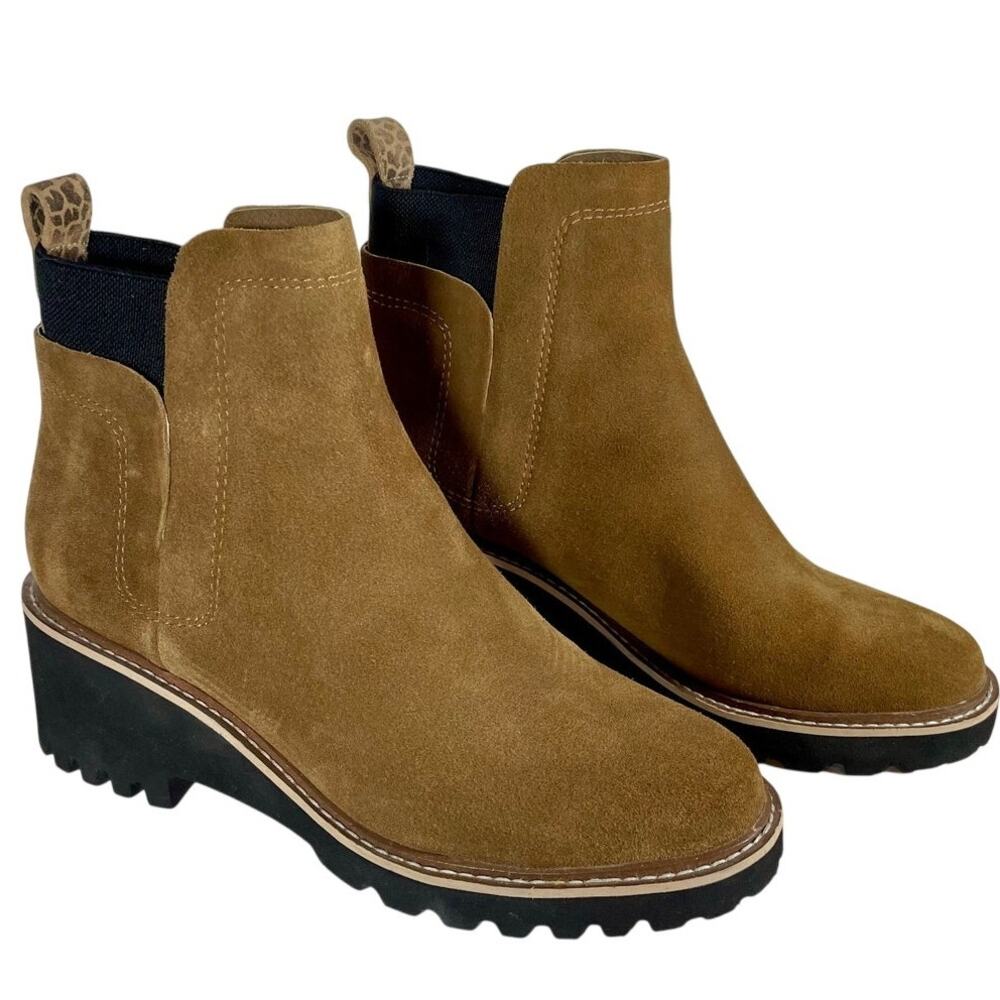 Dolce Vita Brown Suede Chelsea Bootie Huey H2O Slip-On Lug Boot Womens Size 9.5